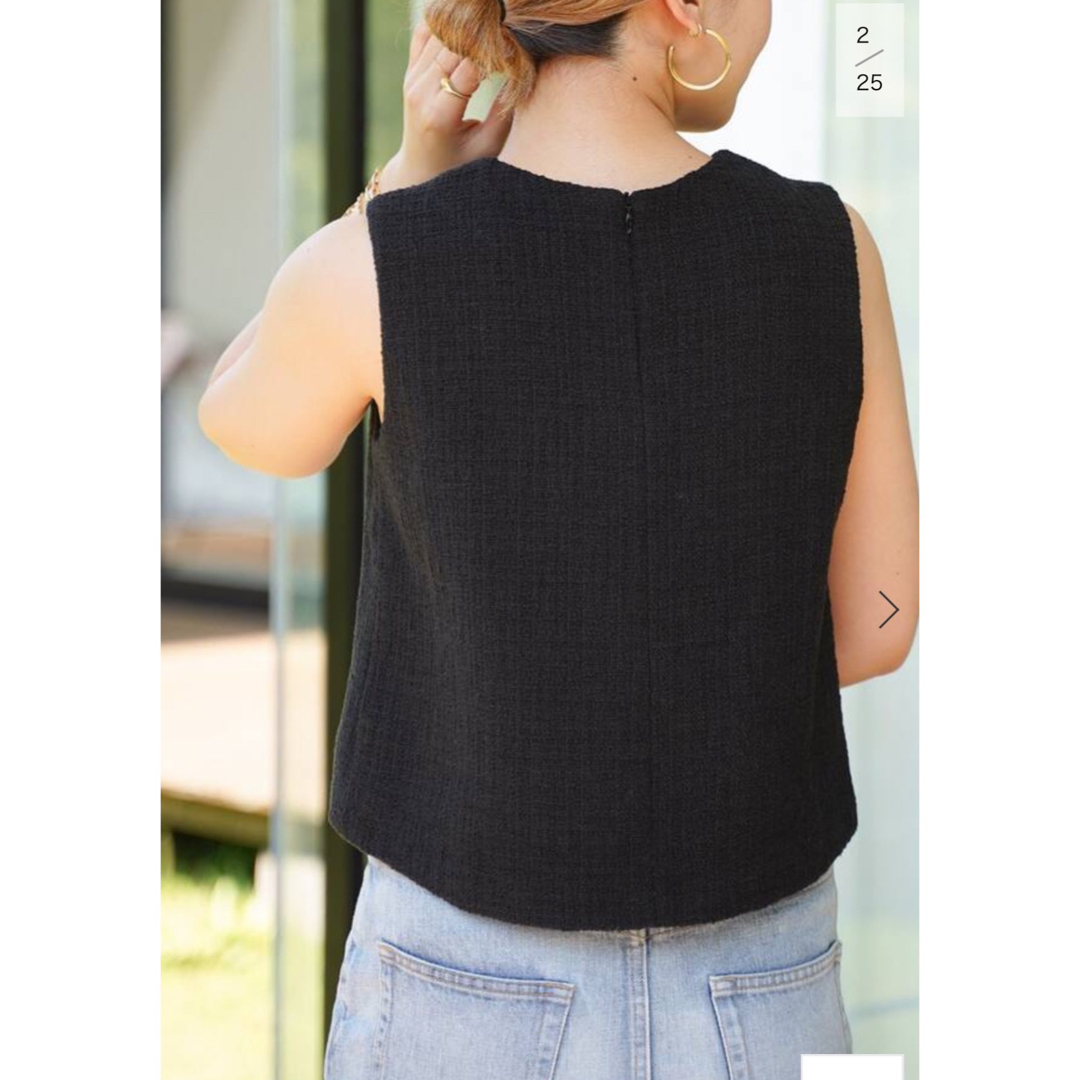 DEUXIEME CLASSE(ドゥーズィエムクラス)のTweed cropped ブラウス レディースのトップス(シャツ/ブラウス(半袖/袖なし))の商品写真