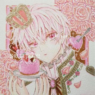 手描きイラスト　オリジナル　創作　原画　『スイーツ王子～ケーキに愛を込めて～』(アート/写真)