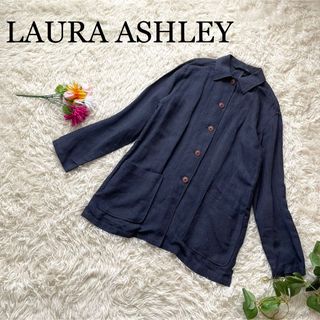 ローラアシュレイ(LAURA ASHLEY)の【ヴィンテージ】ローラアシュレイ　リネンシャツ　ジャケット　麻(シャツ/ブラウス(長袖/七分))