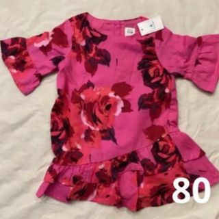 ベビーギャップ(babyGAP)のベビーギャップ　ワンピース　ピンク　フラワー　80(ワンピース)