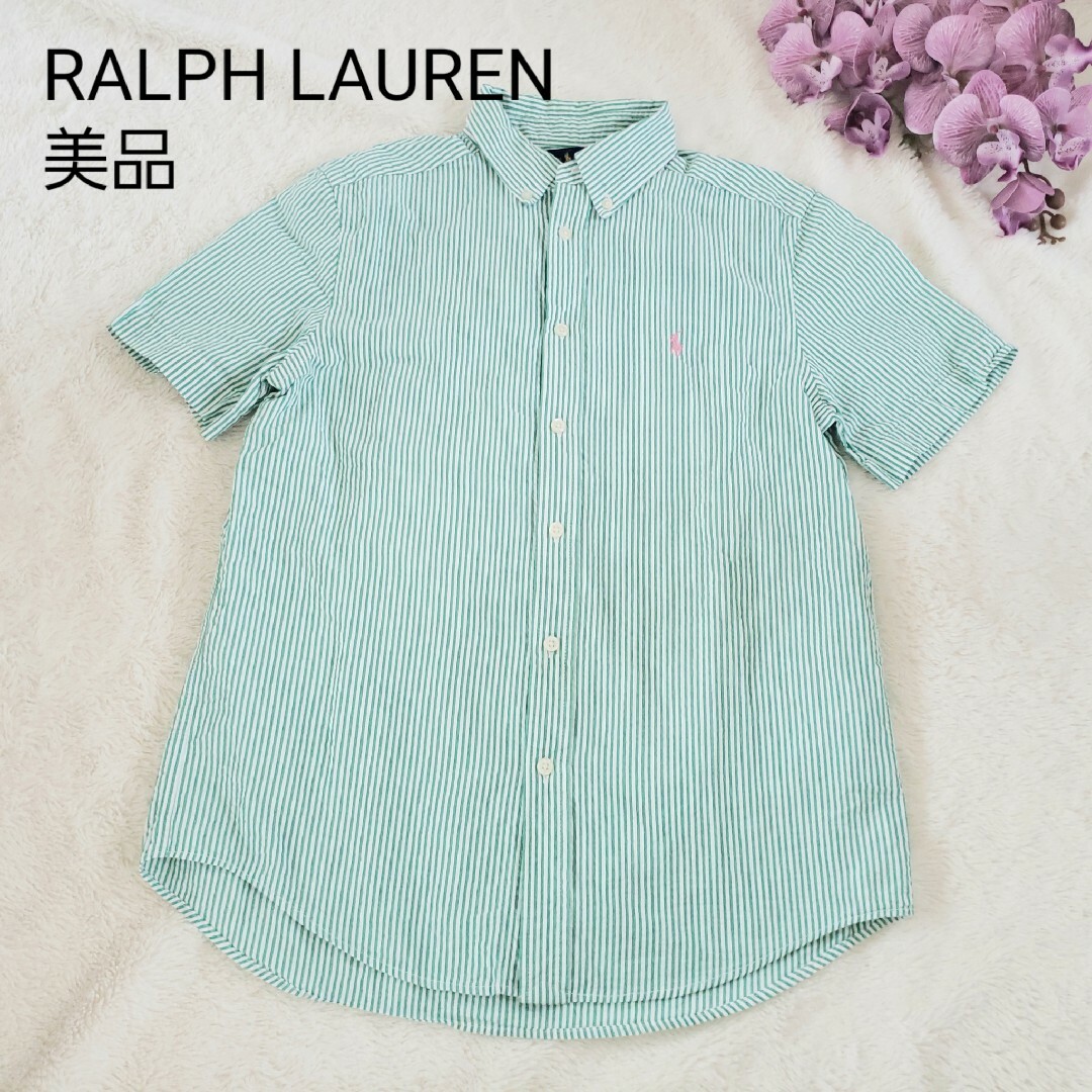 Ralph Lauren(ラルフローレン)のRALPH LAURENストライプシャツ Lサイズ レディースのトップス(シャツ/ブラウス(半袖/袖なし))の商品写真