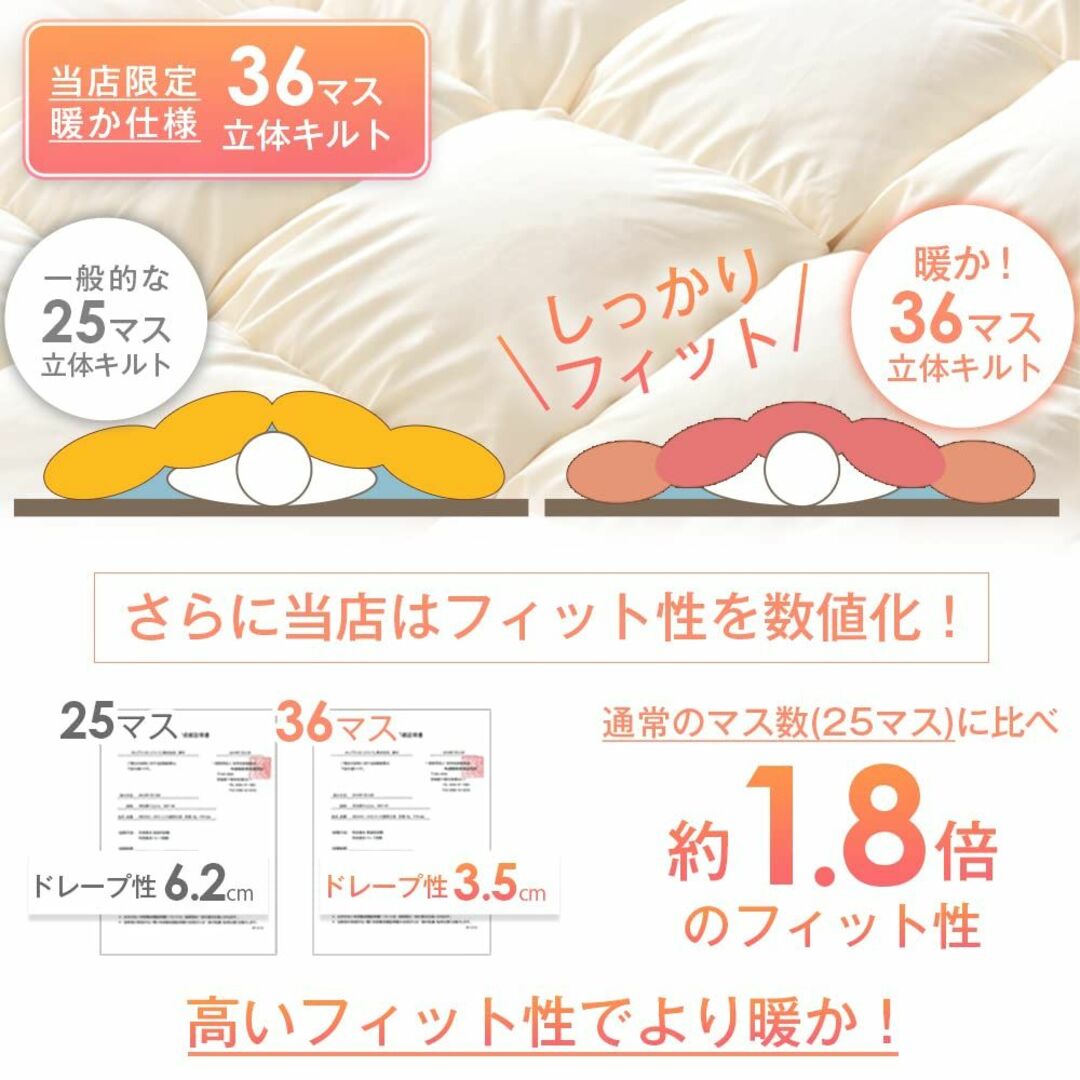 【色: グレー】タンスのゲン 羽毛布団 【今年は更に暖か36マス立体キルト】 日 インテリア/住まい/日用品の寝具(その他)の商品写真