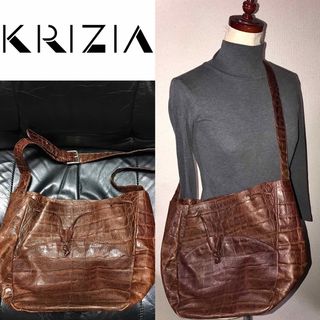 クリツィア(KRIZIA)のKRIZIA 送料込 定価4〜5万円程 クロコ 型押し 本革 レザー バッグ 鞄(ショルダーバッグ)