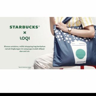 スターバックス(Starbucks)のネイビー Starbucks X Loqi スタバ エコバッグ 海外限定商品(エコバッグ)