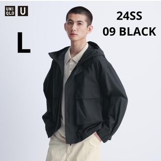 ユニクロ(UNIQLO)の新品 ユニクロU 24SS ユーティリティフーデッドジャケット ブラック  L(ブルゾン)