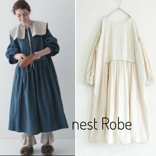 nest Robe - ネストローブ♡リネン天然染めウエスト切り替えワンピース