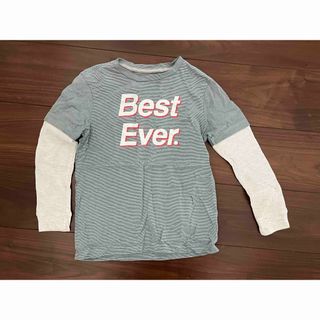 オールドネイビー(Old Navy)の★オールドネイビー★キッズ　重ね着風　長袖カットソー　グリーンストライプ130★(Tシャツ/カットソー)