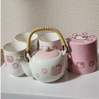 ハローキティ(ハローキティ)のハローキティ　急須　茶筒　湯飲み茶碗　5点セット　HELLO KITTY(食器)