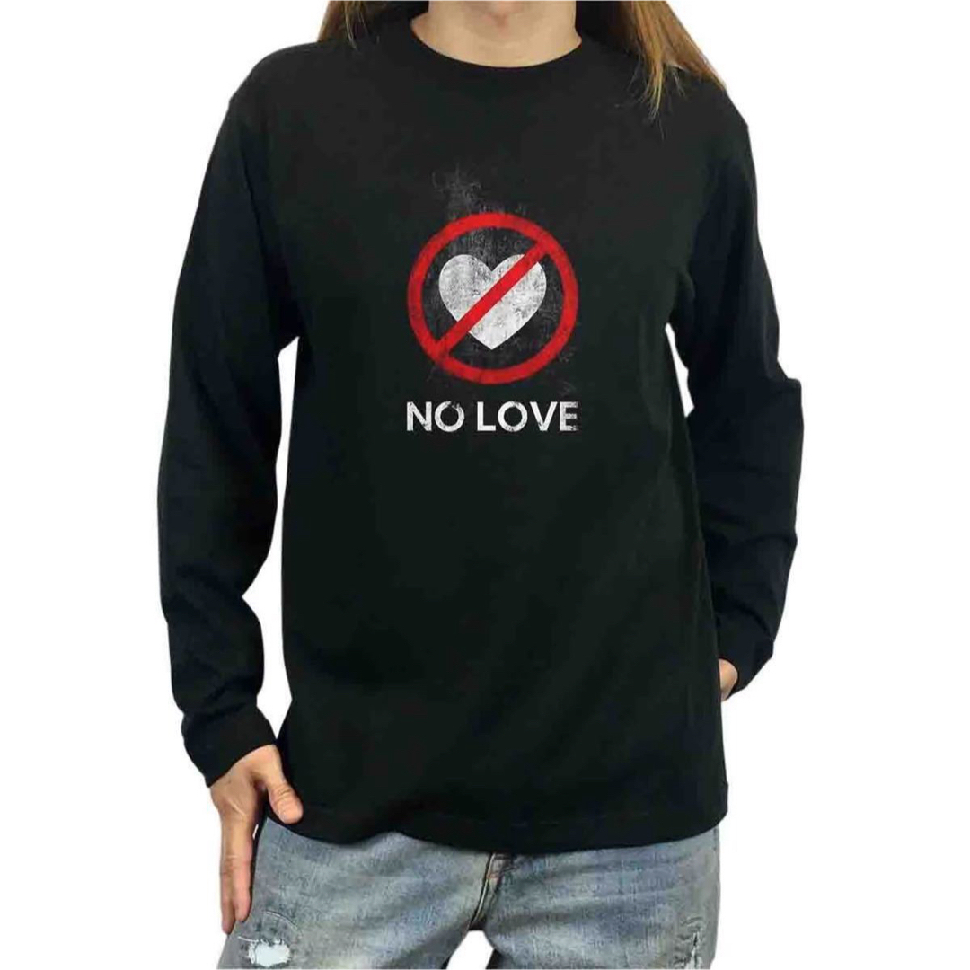 新品 NO LOVE 愛情 愛 無し 冷酷 恋愛 禁止 ハート マーク ロンT メンズのトップス(Tシャツ/カットソー(七分/長袖))の商品写真