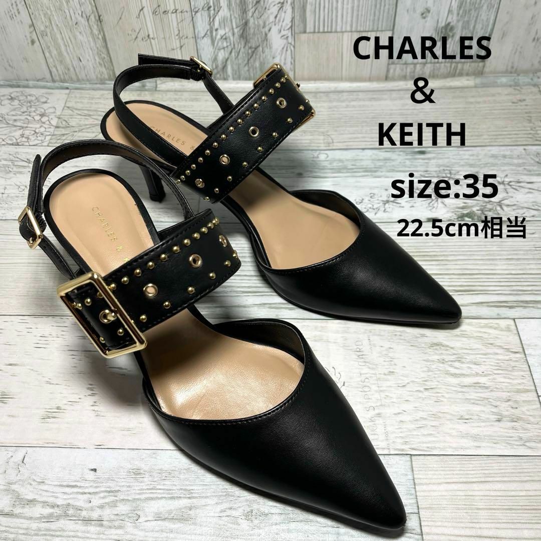 Charles and Keith(チャールズアンドキース)のチャールズアンドキース パンプス ハイヒール スタッズ スリングバックヒール レディースの靴/シューズ(ハイヒール/パンプス)の商品写真