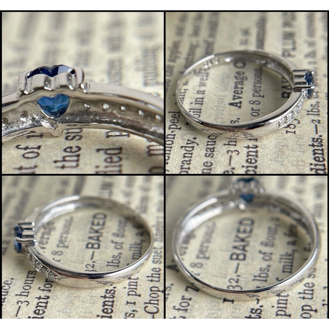 ★ PT900 ハート サファイヤ ダイヤ 15.5号 2.8g 指輪 レディースのアクセサリー(リング(指輪))の商品写真
