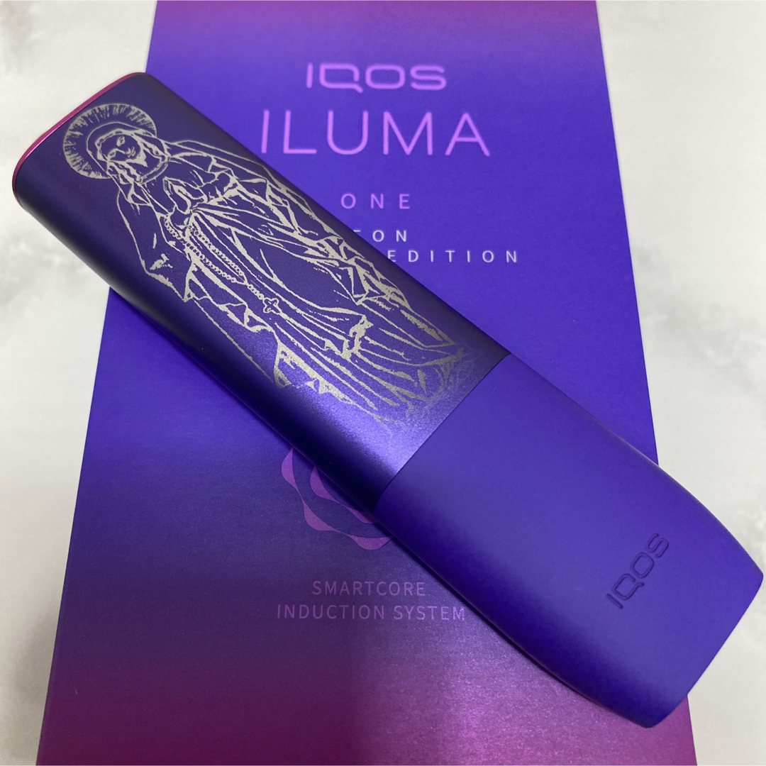 IQOS(アイコス)のiQOS ILUMA ONE イルマワン レーザー加工 聖母 マリア 聖書 紫 メンズのファッション小物(タバコグッズ)の商品写真