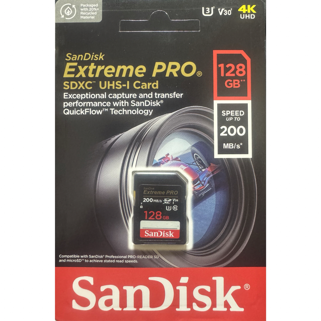 SanDisk(サンディスク)の新品SanDisk Extreme Pro 128GB メモリカード スマホ/家電/カメラのカメラ(その他)の商品写真