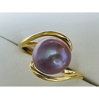 R9945湖水本真珠　ラベンダー　紫系　パールリング　真珠指輪(リング(指輪))