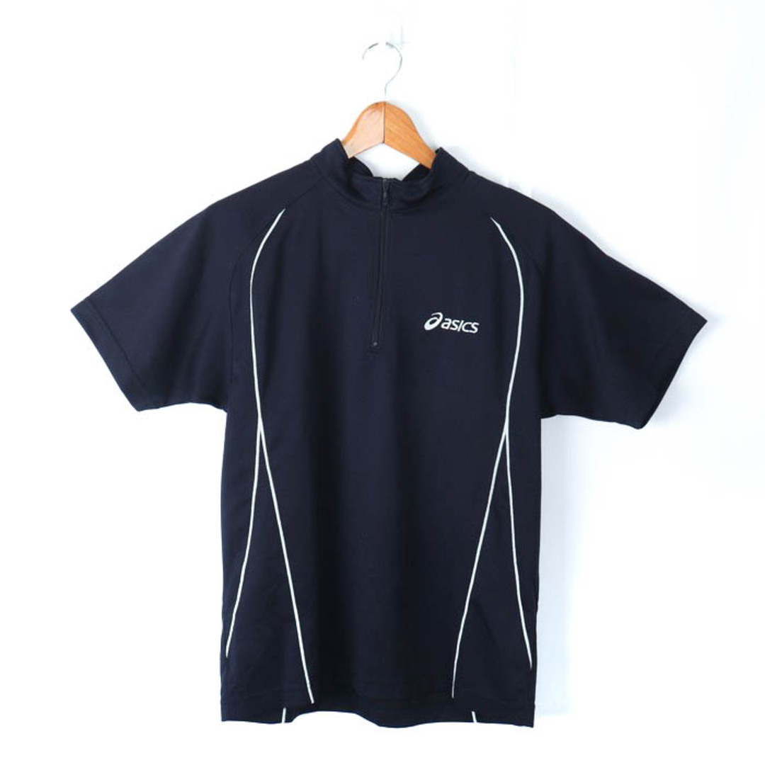 asics(アシックス)のアシックス 半袖Tシャツ ハイネック ハーフジップ スポーツウエア  メンズ Mサイズ ネイビー asics メンズのトップス(Tシャツ/カットソー(半袖/袖なし))の商品写真
