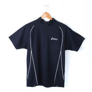 アシックス(asics)のアシックス 半袖Tシャツ ハイネック ハーフジップ スポーツウエア  メンズ Mサイズ ネイビー asics(Tシャツ/カットソー(半袖/袖なし))