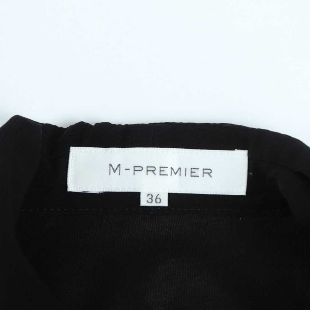 M-premier(エムプルミエ)のエムプルミエ カットソー トップス 半袖シャツ サテン リボン 付属ボタン有り レディース 36サイズ ブラック M-premier レディースのトップス(カットソー(長袖/七分))の商品写真