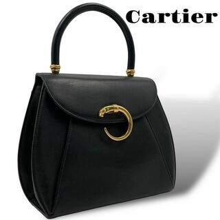 カルティエ(Cartier)のCartier ハンドバッグ パンテール ゴールド金具 自立 フォーマル 黒(ハンドバッグ)