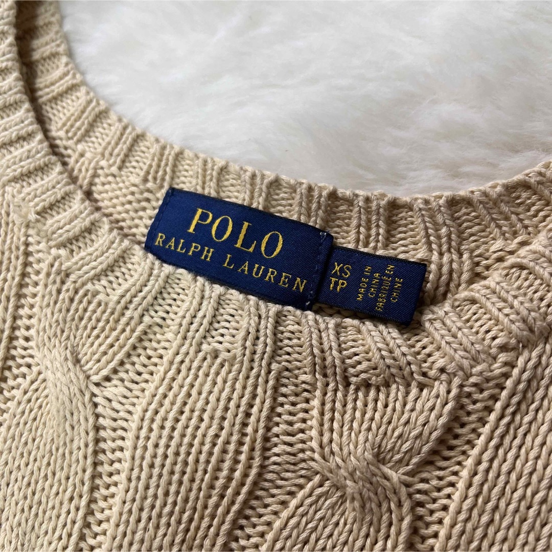 POLO RALPH LAUREN(ポロラルフローレン)のポロラルフローレン　ケーブル編み　コットンニット　ベージュ　PIMAコットン レディースのトップス(ニット/セーター)の商品写真