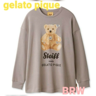 ジェラートピケ(gelato pique)のgelato pique【Steiff】ワンポイントロングTシャツ《BRW》新品(ルームウェア)
