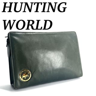 ハンティングワールド(HUNTING WORLD)のハンティングワールド　クラッチバッグ　男女兼用　金具　カーキ　オリーブ　レザー(セカンドバッグ/クラッチバッグ)