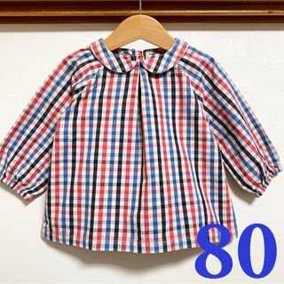 PETIT BATEAU - 美品 プチバトー 長袖 ブラウス 70 80 12m プルオーバー  チェック