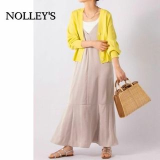 ノーリーズ(NOLLEY'S)の着回し自在♪　とろみ　サテンキャミワンピース　ベージュ　M(ロングワンピース/マキシワンピース)