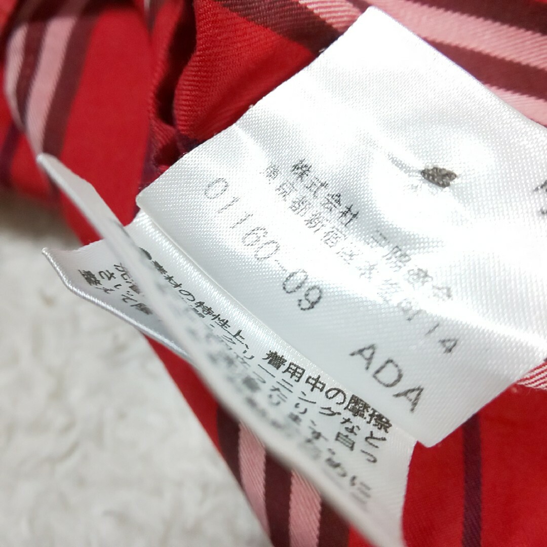 BURBERRY(バーバリー)の美品 BURBERRY LONDON ストライプシャツ 7部 ホース刺繍 レッド レディースのトップス(シャツ/ブラウス(長袖/七分))の商品写真