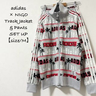 アディダス(adidas)の美品★adidas×NIGO★セットアップ★ジャージ★総柄★グレー★ヤシの木★M(ジャージ)