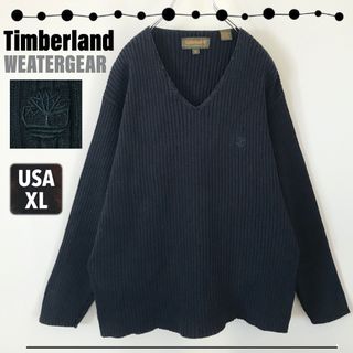 ティンバーランド(Timberland)のティンバーランド★90s WEATERGEAR★リブ編みコットンニットシャツXL(Tシャツ/カットソー(七分/長袖))