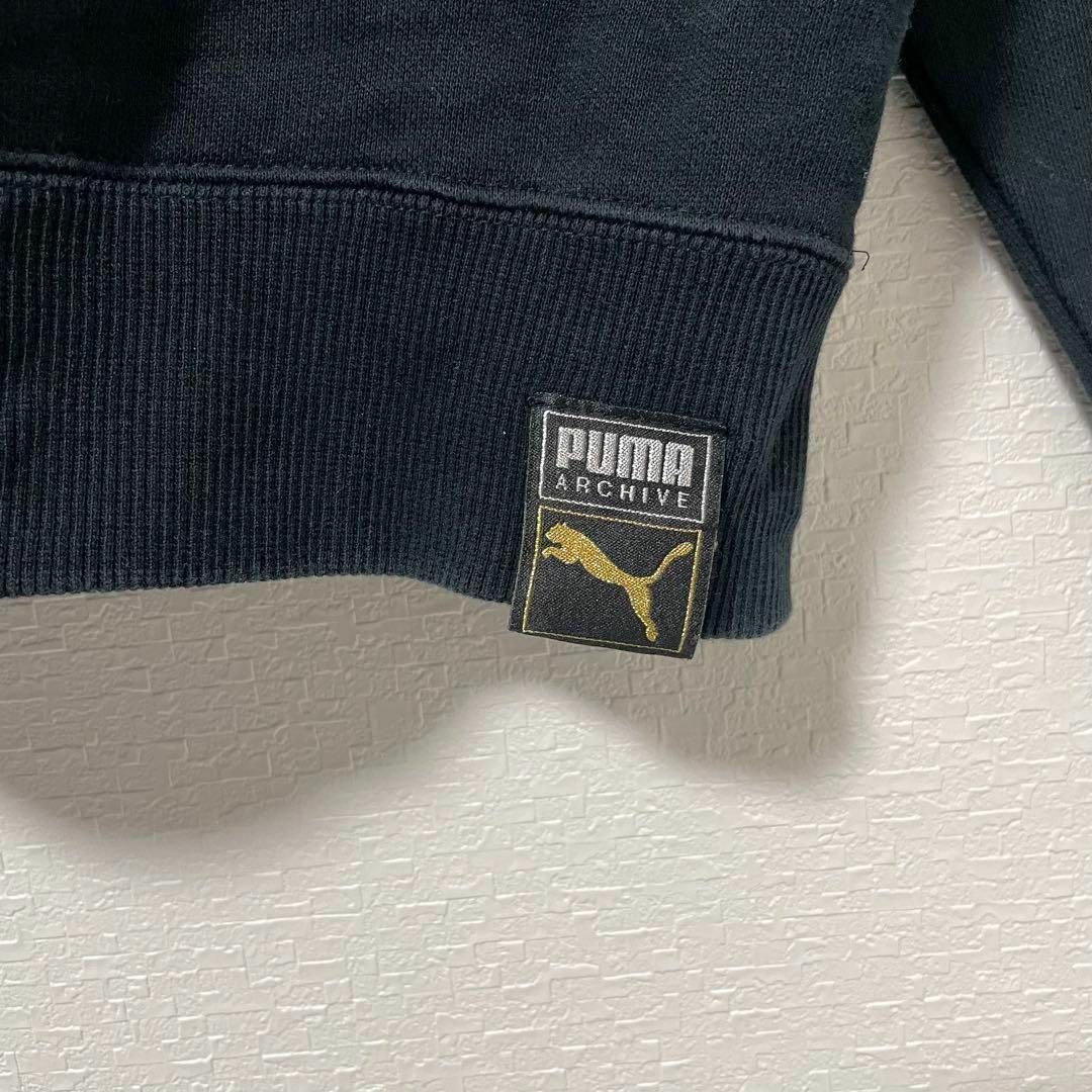 PUMA(プーマ)のPUMA/プーマ スウェット パーカー 黒 青 バイカラー プリント 刺繍ロゴ メンズのトップス(パーカー)の商品写真