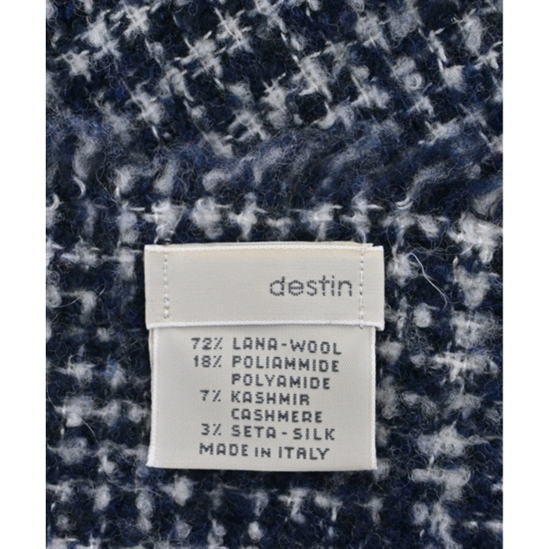 DESTIN(デスティン)のdestin デスティン マフラー - 紺x白(チェック) 【古着】【中古】 レディースのファッション小物(マフラー/ショール)の商品写真