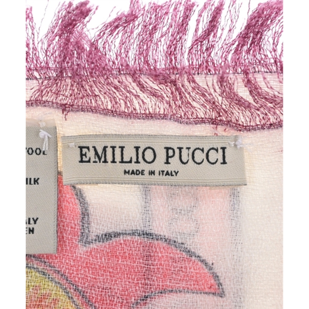 EMILIO PUCCI(エミリオプッチ)のEMILIO PUCCI ストール - アイボリーx黒x青等(総柄) 【古着】【中古】 レディースのファッション小物(ストール/パシュミナ)の商品写真