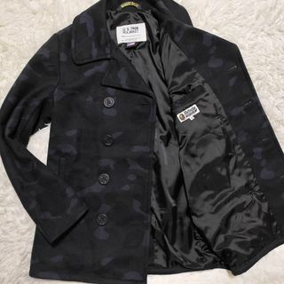 A BATHING APE - 236 アベイシングエイプ ショット コラボ Pコート カモフラ Ｍ ブラック