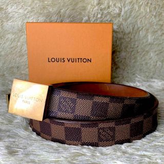 LOUIS VUITTON - 【極美品】ルイヴィトン サンチュール ダミエ ベルト キャレ ゴールドバックル