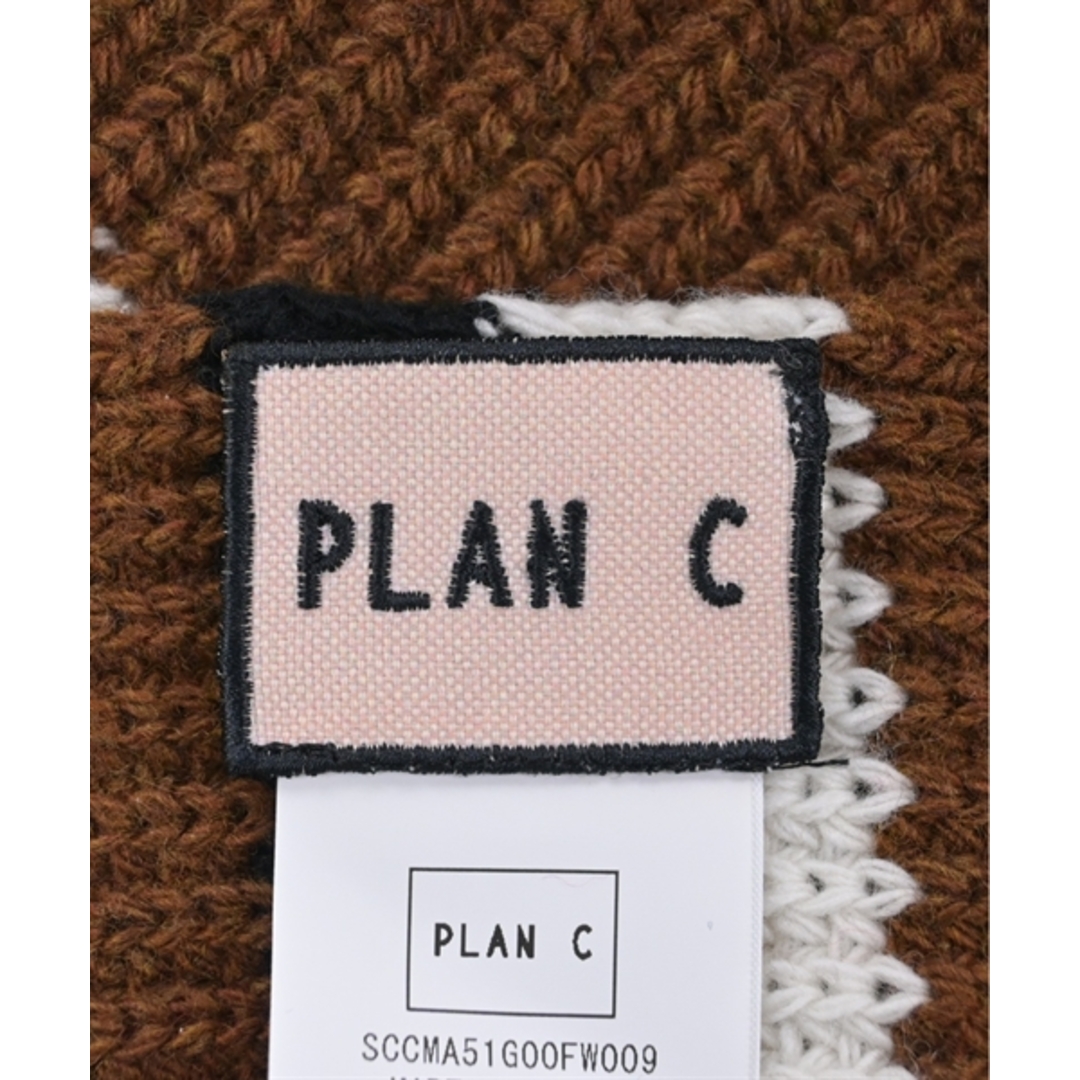 Plan C(プランシー)のPLAN C プランシー マフラー - 茶x黒x白系 【古着】【中古】 レディースのファッション小物(マフラー/ショール)の商品写真