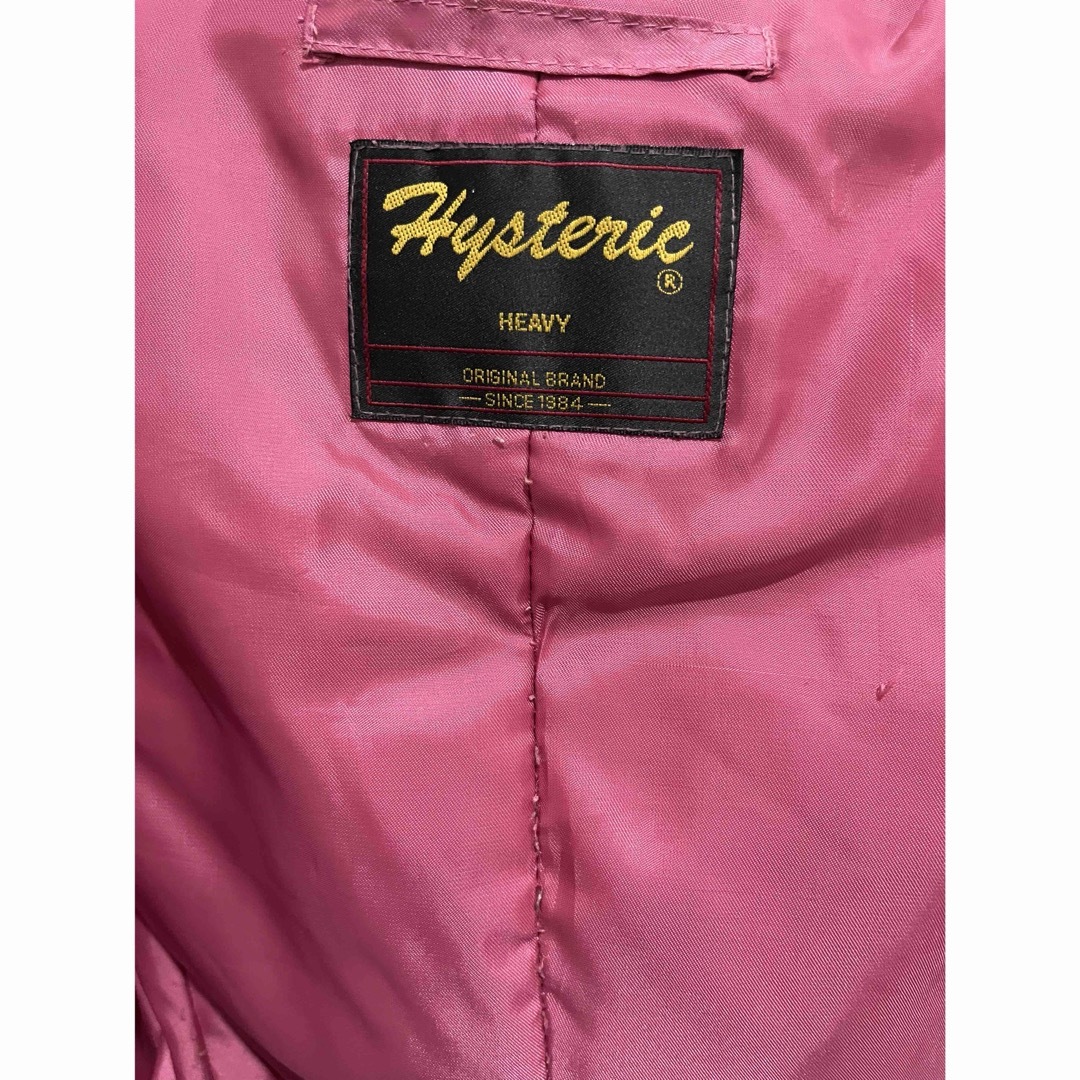 HYSTERIC GLAMOUR(ヒステリックグラマー)のヒステリックグラマー　コート　ワッペン　アウター　ピンク　HYS　ファー レディースのジャケット/アウター(モッズコート)の商品写真