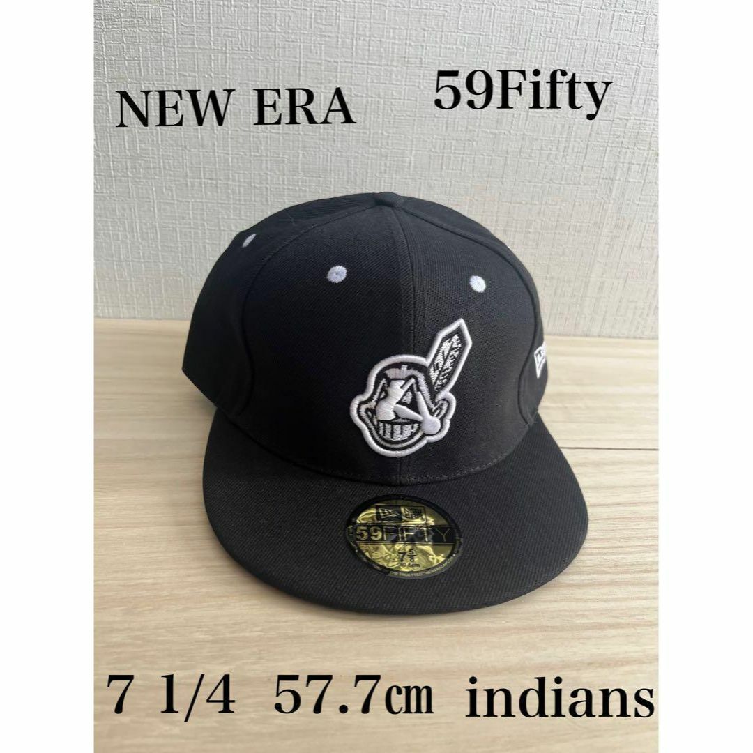 ニューエラ インディアンス キャップ ブラック 59Fifty 7 1/4 | フリマアプリ ラクマ