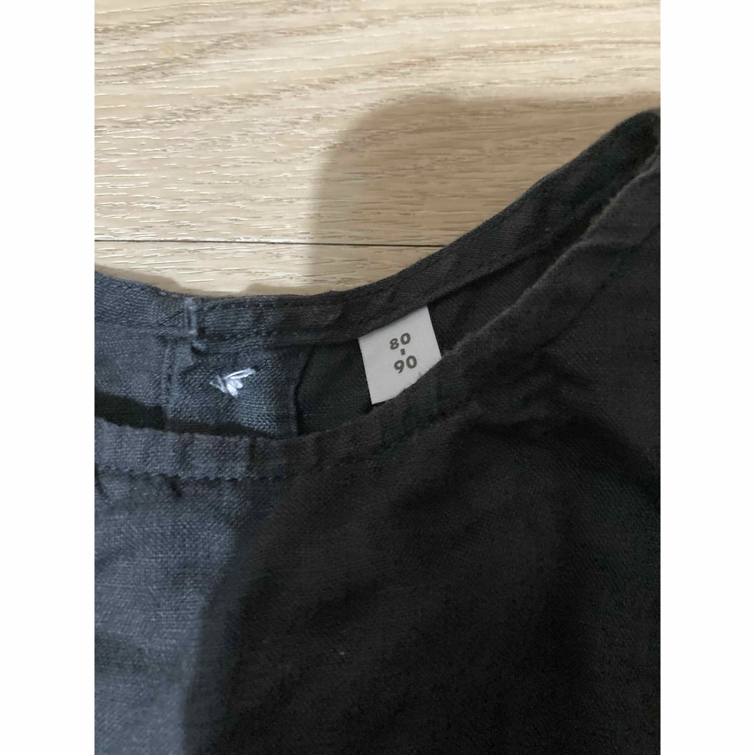 MUJI (無印良品)(ムジルシリョウヒン)の無印良品 フレンチリネンブラウス チュニック 80-90サイズ 黒 キッズ/ベビー/マタニティのベビー服(~85cm)(シャツ/カットソー)の商品写真