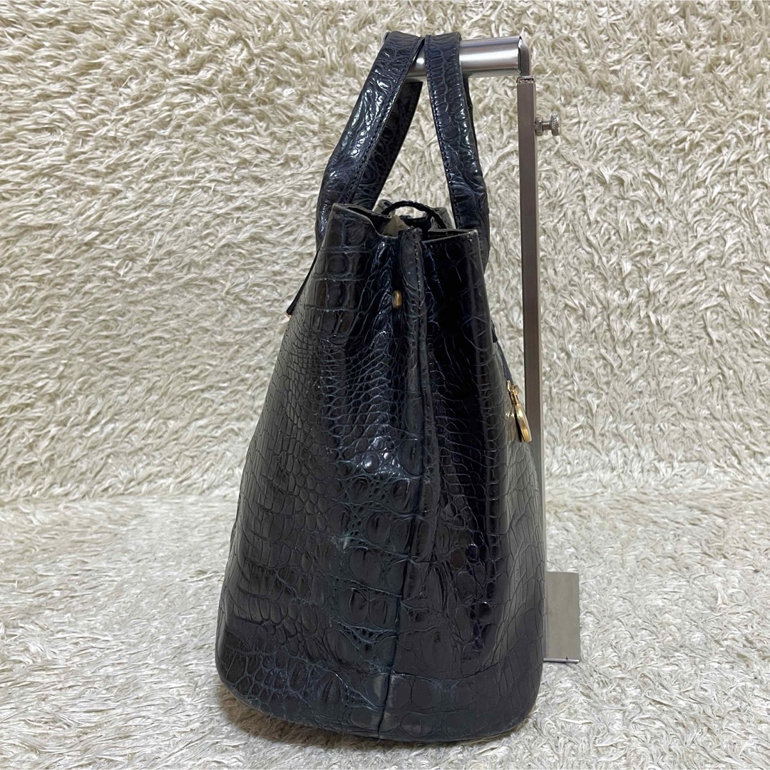 バーバラ　ハンドバッグ　クロコダイル　ゴールド金具　ブラック レディースのバッグ(ハンドバッグ)の商品写真