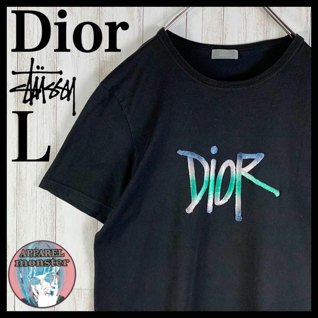 Christian Dior(クリスチャンディオール)の【限定コラボ】ディオール×ステューシー 刺繍ロゴ 即完売 希少 Tシャツ メンズのトップス(Tシャツ/カットソー(半袖/袖なし))の商品写真