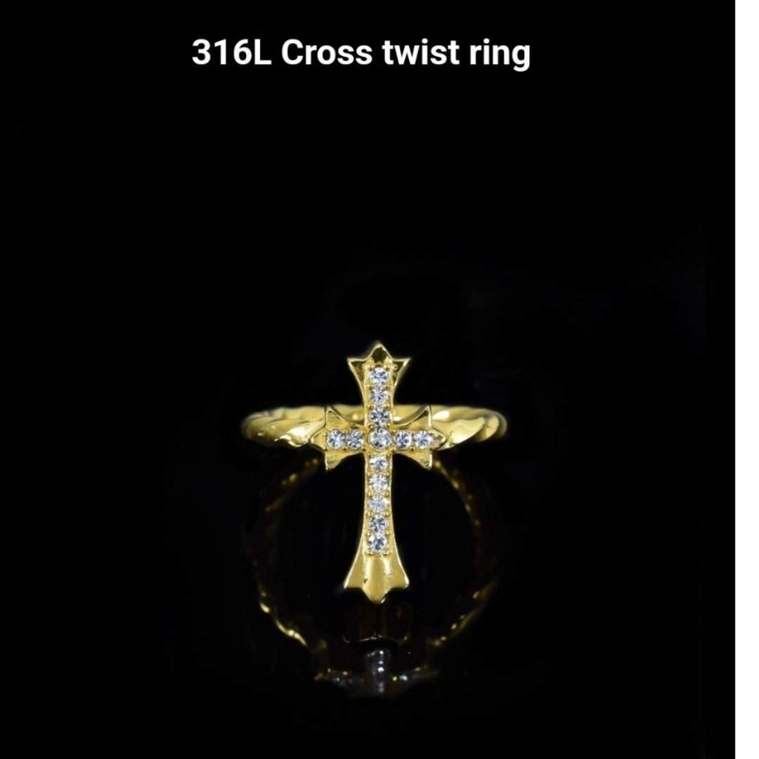 ほぼ新品未使用！　メンズリング　ゴールド　クロス　ツイスト　リング　指輪　高見え メンズのアクセサリー(リング(指輪))の商品写真