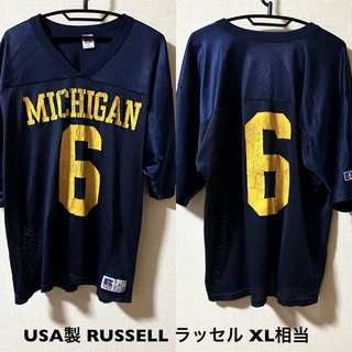 ラッセルアスレティック(Russell Athletic)のUSA製 48サイズ!RUSSELLラッセル古着半袖メッシュTシャツゲームシャツ(Tシャツ/カットソー(半袖/袖なし))