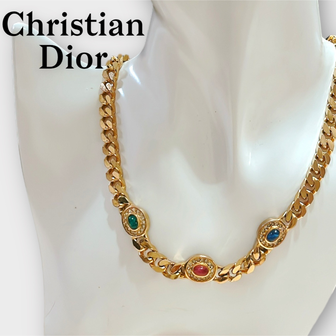 【希少】Christian Dior ネックレス 喜平 カラーストーン ゴールド