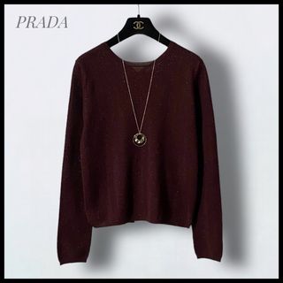 プラダ(PRADA)の【PRADA】  バックボタンライトニット  40サイズ(ニット/セーター)