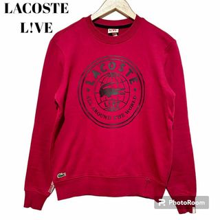 ラコステライブ(LACOSTE L!VE)の【美品】LACOSTE L！VE ラコステライブ　トレーナー　赤　ロゴ　S(スウェット)