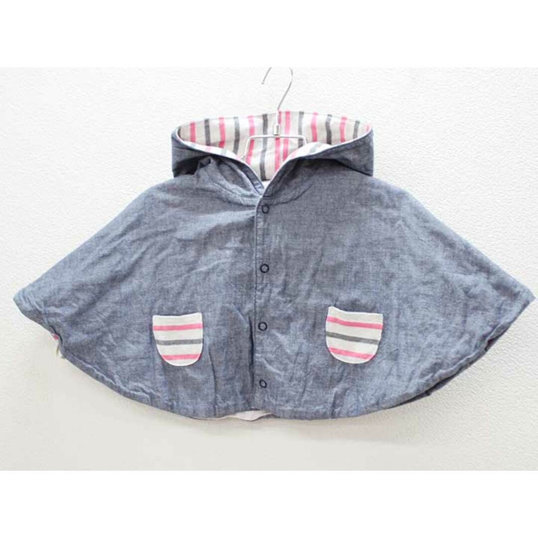 SHIPS(シップス)の＜シップス/SHIPS kids＞80cm位 リバーシブルマント/ポンチョ/ケープ 紺＆グレー×ピンク系【中古】子供服 キッズ kids ベビー服 baby 女の子 春秋 312032 otr キッズ/ベビー/マタニティのベビー服(~85cm)(その他)の商品写真