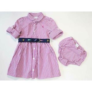 ラルフローレン(Ralph Lauren)の☆ラルフローレン/Ralph Lauren☆85cm 長袖シャツワンピース 紫×白 袖2way ブルマ付き 【中古】子供服 キッズ kids ベビー服 baby 女の子 春夏 404032 onepi(ワンピース)