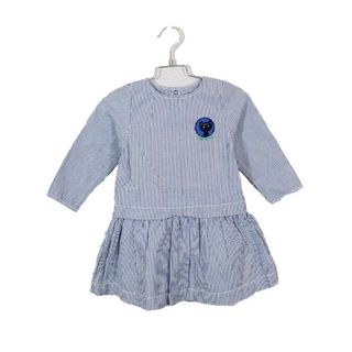 プチバトー(PETIT BATEAU)の[プチバトー/PETIT BATEAU]86cm 長袖ワンピース 紺×白 '21年製【中古】子供服 キッズ kids ベビー服 baby 女の子 春 603032 onepi(ワンピース)