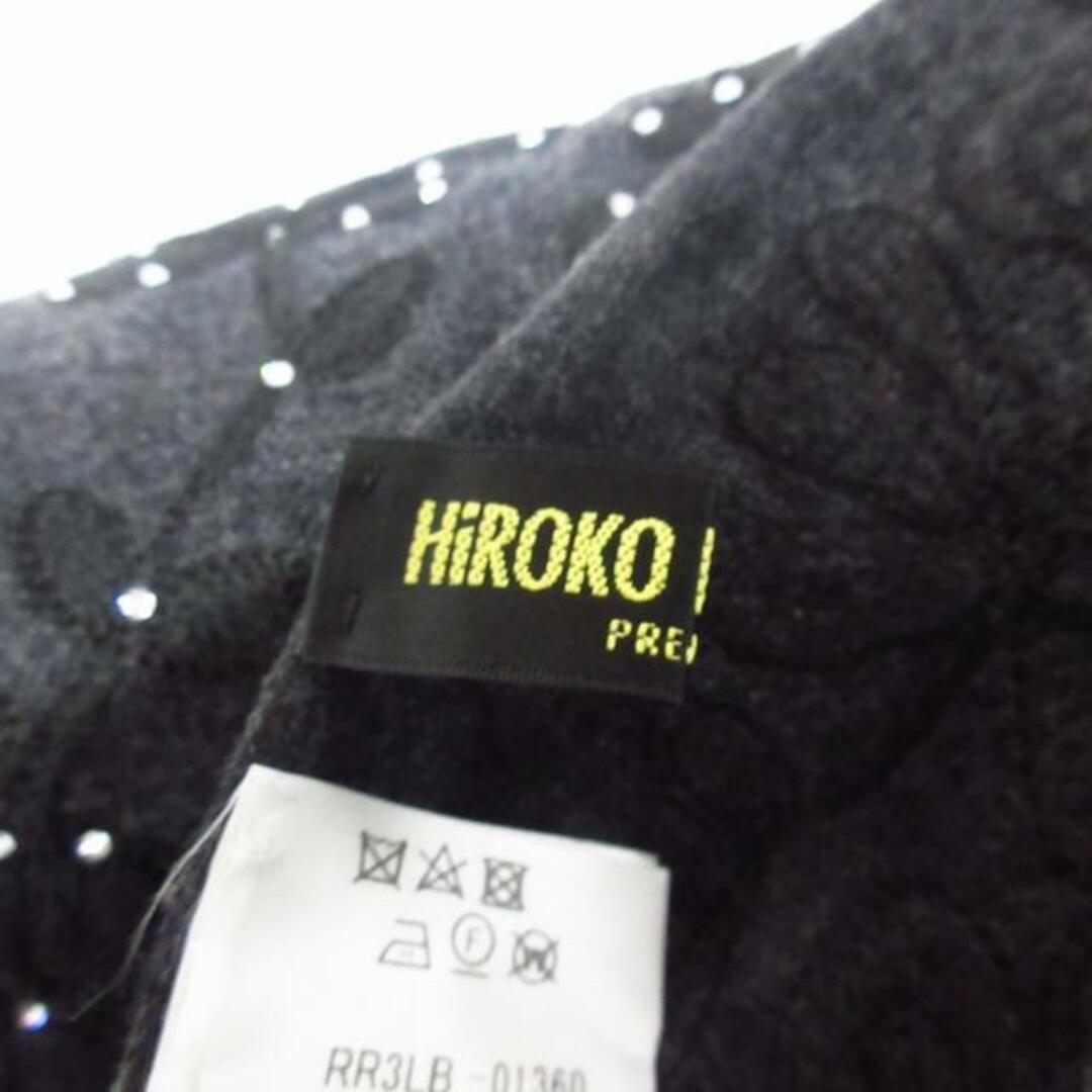 HIROKO KOSHINO(ヒロココシノ)のHIROKO KOSHINO(ヒロココシノ) ストール(ショール)美品  - ダークグレー×黒×クリア 花柄/刺繍/ラインストーン ウール×ナイロン レディースのファッション小物(マフラー/ショール)の商品写真